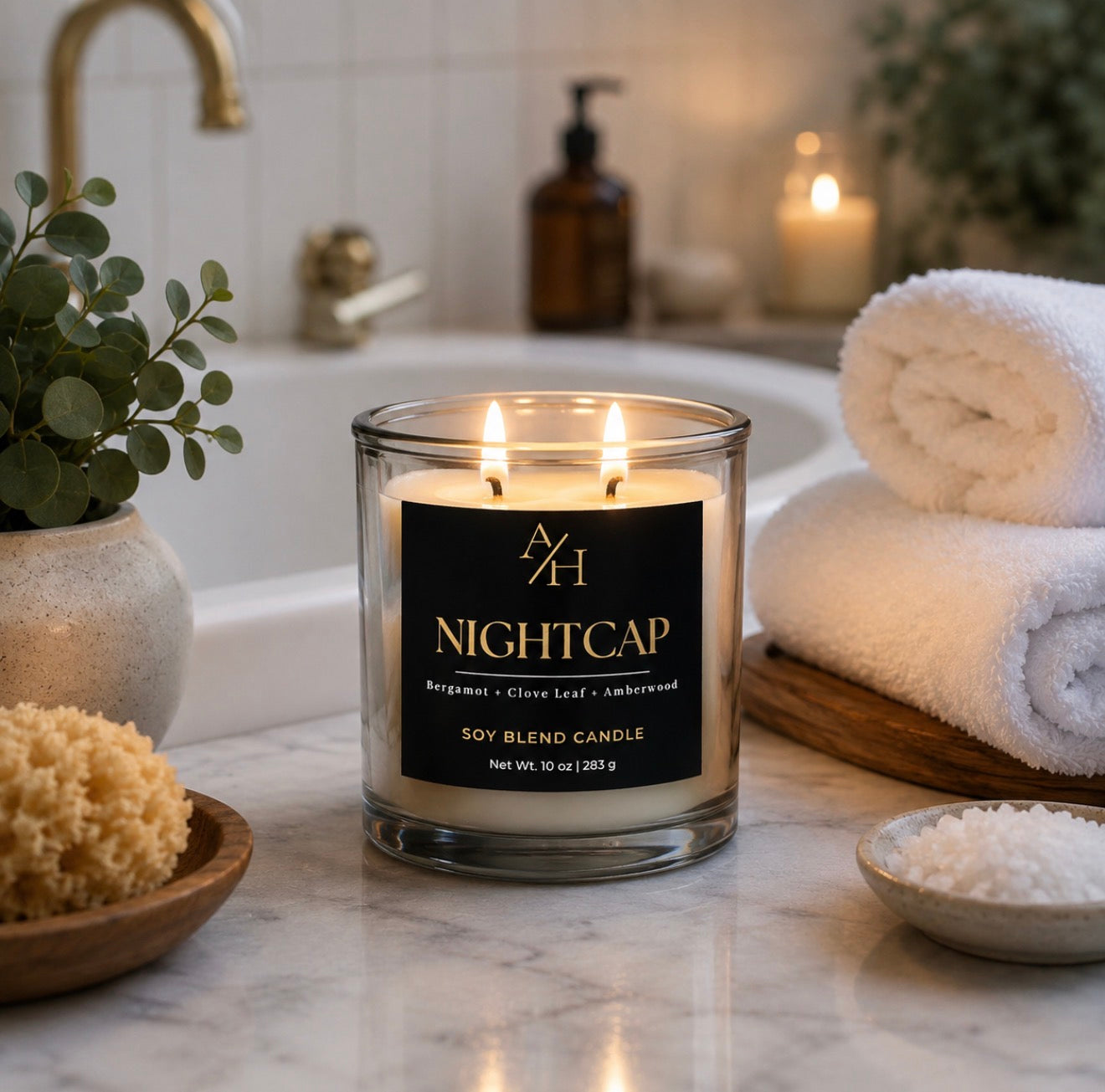 Nightcap Scented Soy Blend Candle – Lavender & Amberwood